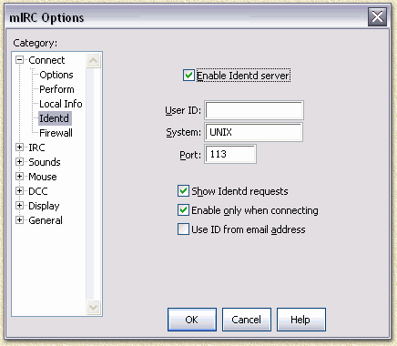 mIRC: Identd settings