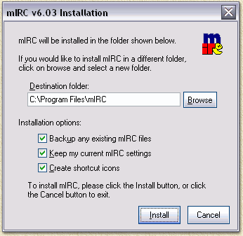 mIRC: Waar wil je mIRC plaatsen?