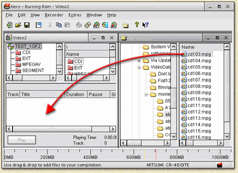 Nero: Adding MPEG files to the VideoCD