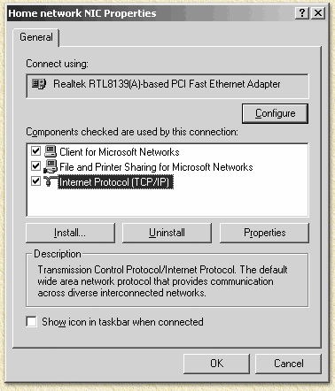 Windows 2000 network settings