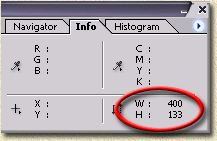 Adobe Photoshop - Info window (F8): Read the aspect ratio values here