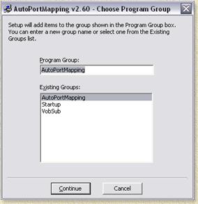 AutoPortMapping - Welke programma groep wil je aanmaken of gebruiken