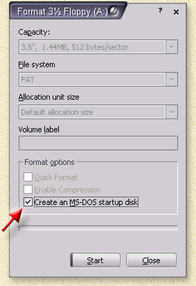 windows xp boot disk format