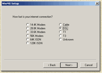 WinMX: What connection speed are you using ?