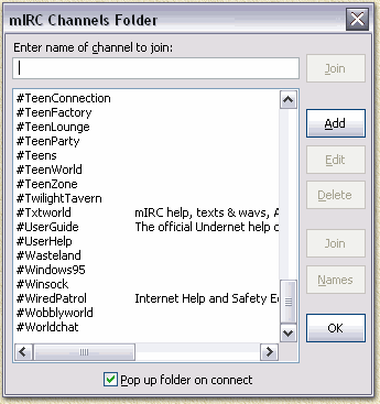 mIRC: Beschikbare kanalen (Channels)