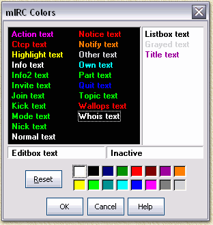 mIRC: Color settings