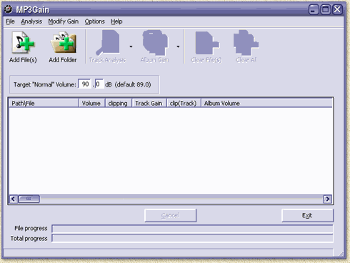 MP3Gain - Empty MP3 list