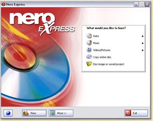 Nero - Nero is showing the Nero Express interface