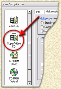 Nero: Select the Super Video CD option