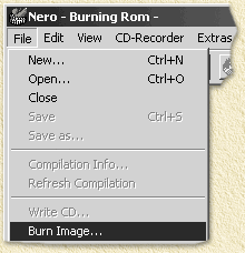 Select FILE - BURN IMAGE