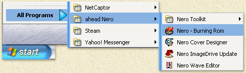 Start AHead's Nero Burning Rom