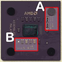 Highlighted areas A and B