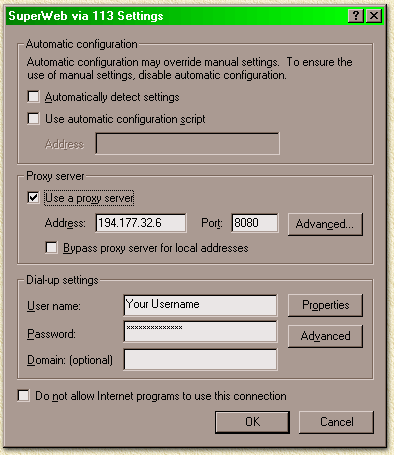 De details van een Dialup-verbinding