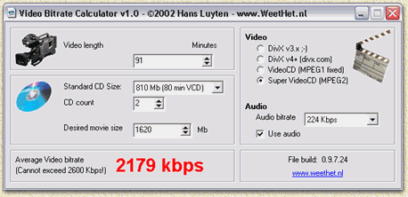 xmedia recode bitrate calculator