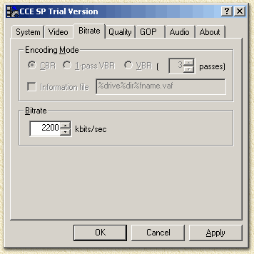 Bitrate for MPEG with CCE