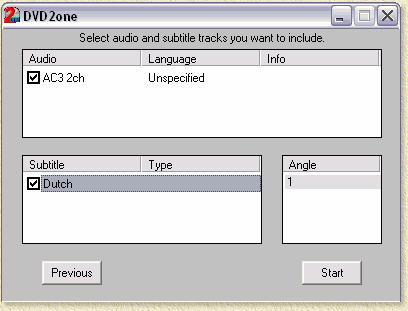 DVD2One: Select Audio Track(s) and Subtitle(s)