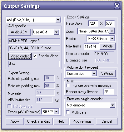 DVDx: output settings
