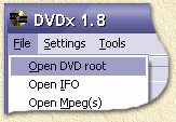 DVDx: open de DVD root of het IFO bestand