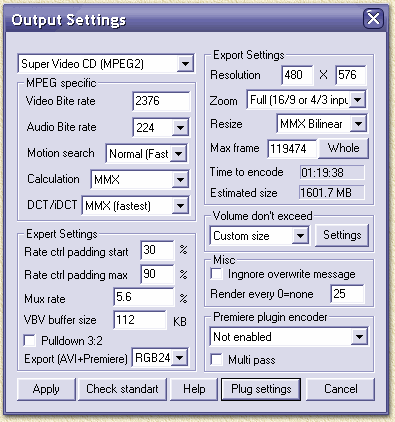 DVDx: output instellingen