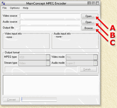 MainConcept MPEG Encoder: Start scherm