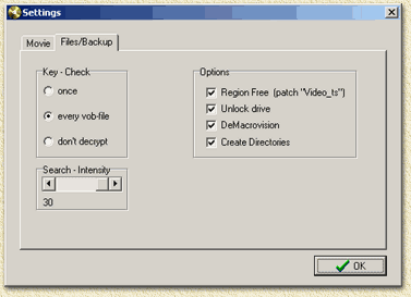 Smartripper settings: Files/Backup