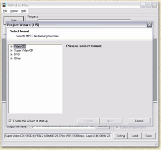 TMPGEnc starts with the Wizard