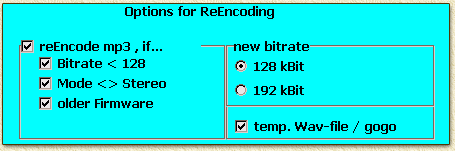 MUFY MP3 re-encode options