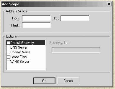 WinRoute DHCP: New Scope