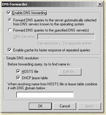 WinRoute: DNS Forwarding instellingen